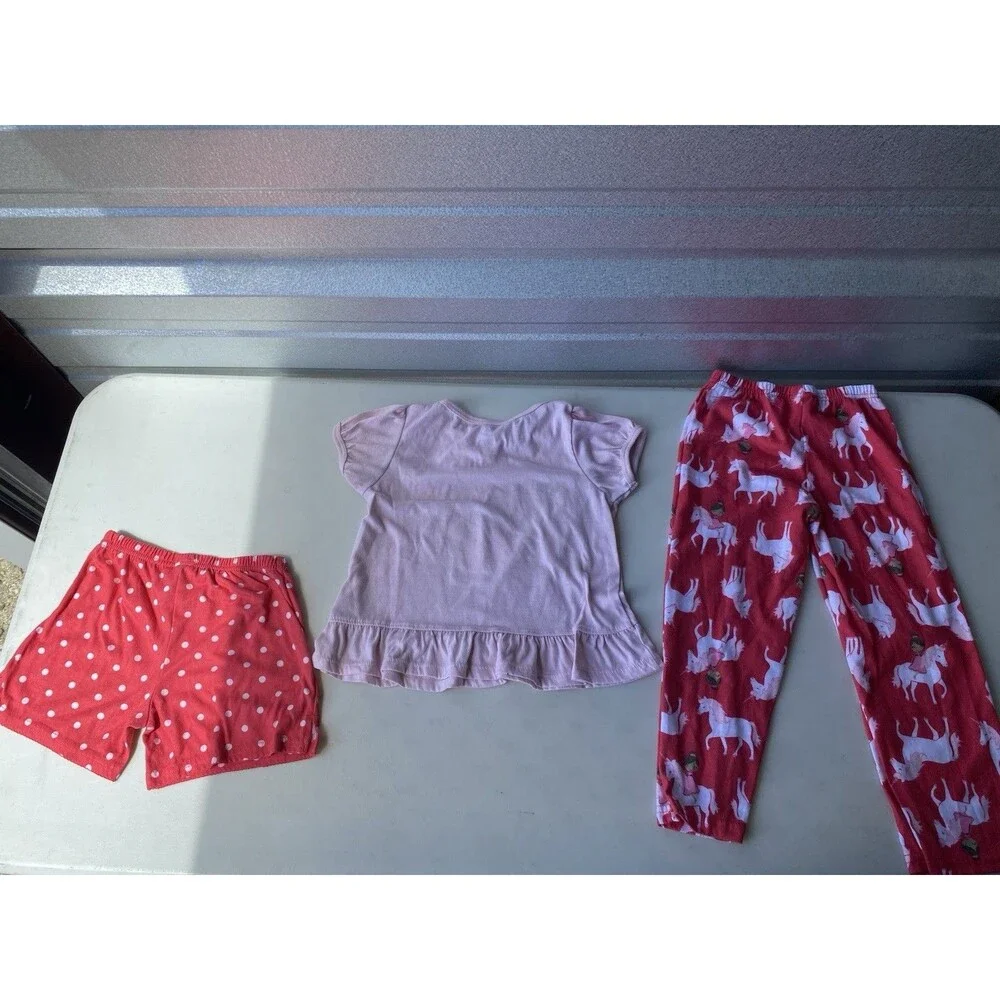Just One You Carters Girls Pajamas Lot 5T 3 Sets Cat Unicorn Leopard PJs 7 Pc